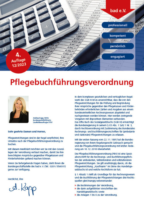 Pflegebuchführungsverordnung 4 Merkblatt Pflegebuchführungsverordnung