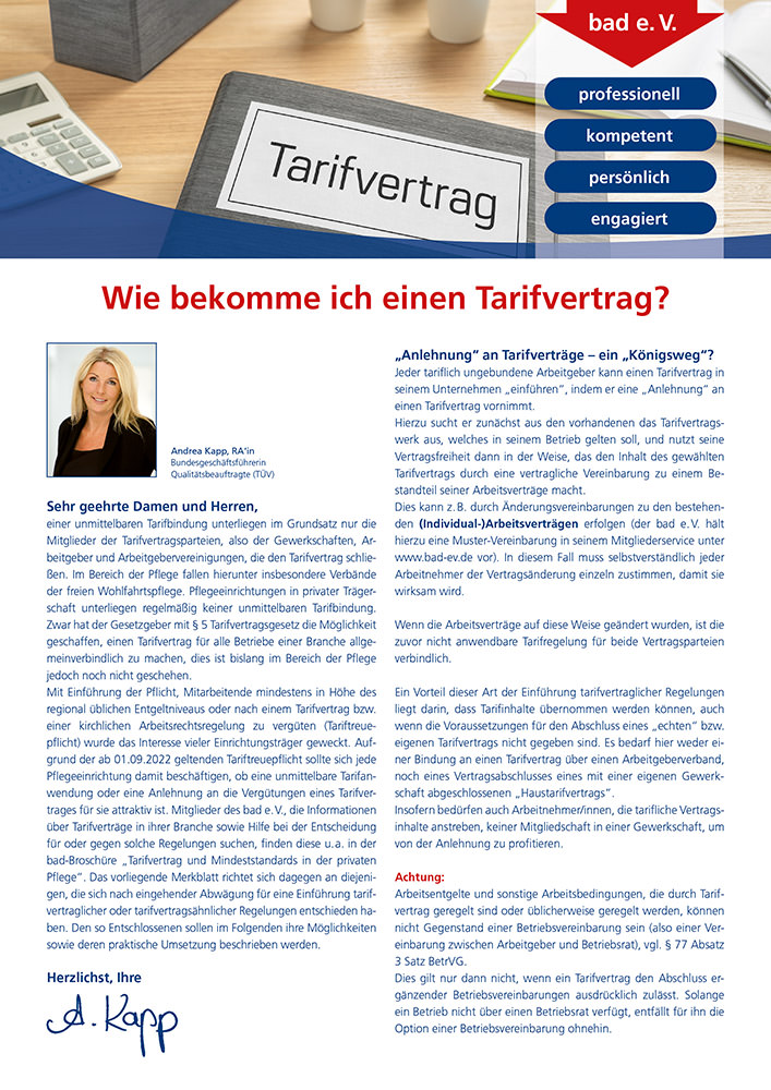 Wie bekomme ich einen Tarifvertrag? 1 Merkblatt Wie bekomme ich einen Tarifvertrag?