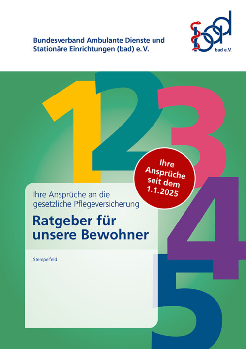 Titel der bad-Broschüre Ratgeber für unsere Bewohner – Ihre Ansprüche ab 2025 im Überblick