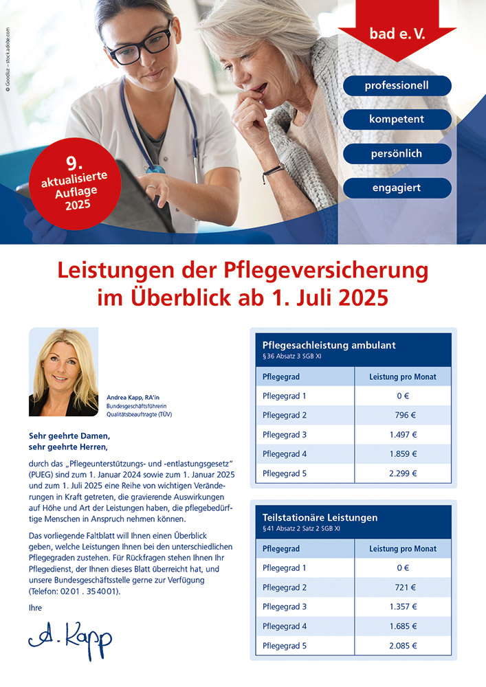 Leistungen der Pflegeversicherung im Überblick 1 Leistungen der Pflegeversicherung im Überblick