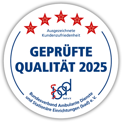 bad-Qualitätszertifikat 2025 - Kundenzufriedenheit ist im ambulanten wie auch im stationären Pflegebereich von enormer Bedeutung.